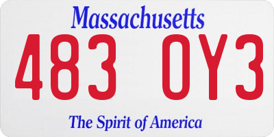 MA license plate 483OY3