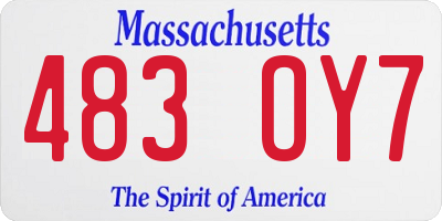 MA license plate 483OY7