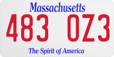 MA license plate 483OZ3