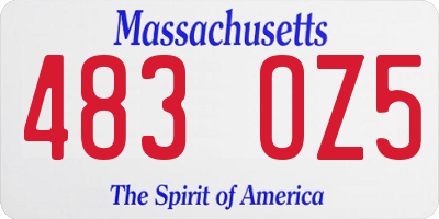MA license plate 483OZ5