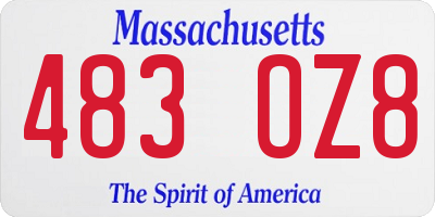 MA license plate 483OZ8
