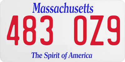 MA license plate 483OZ9