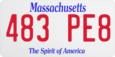 MA license plate 483PE8
