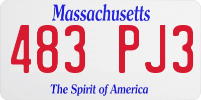 MA license plate 483PJ3