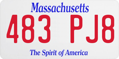 MA license plate 483PJ8