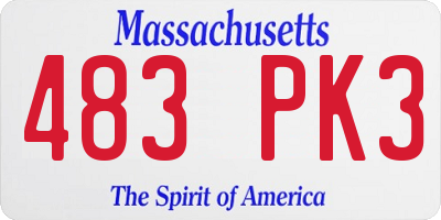 MA license plate 483PK3