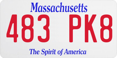 MA license plate 483PK8
