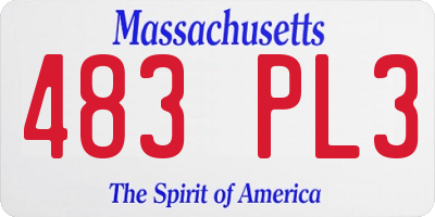 MA license plate 483PL3