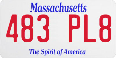 MA license plate 483PL8