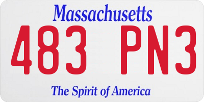 MA license plate 483PN3