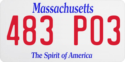 MA license plate 483PO3
