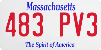 MA license plate 483PV3