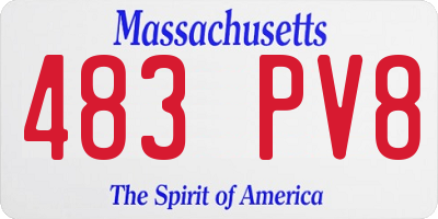 MA license plate 483PV8