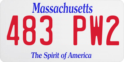 MA license plate 483PW2