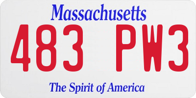 MA license plate 483PW3