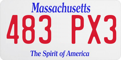MA license plate 483PX3