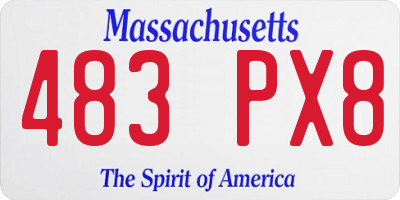 MA license plate 483PX8