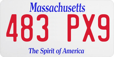 MA license plate 483PX9