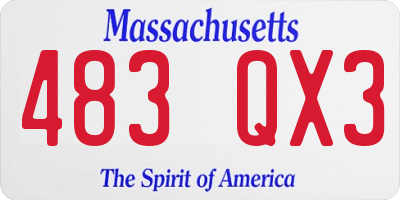 MA license plate 483QX3