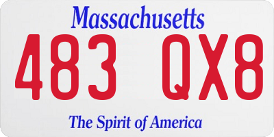 MA license plate 483QX8