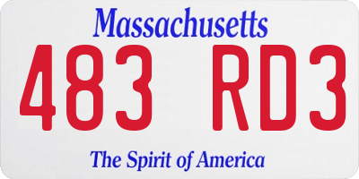 MA license plate 483RD3