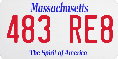 MA license plate 483RE8