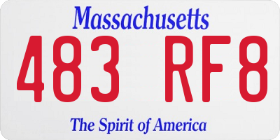 MA license plate 483RF8