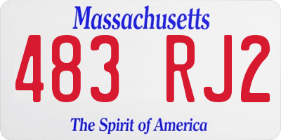 MA license plate 483RJ2