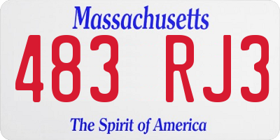MA license plate 483RJ3