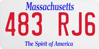 MA license plate 483RJ6