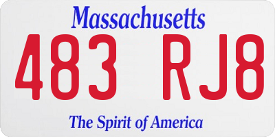 MA license plate 483RJ8