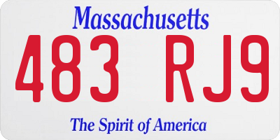 MA license plate 483RJ9