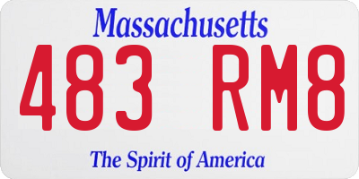 MA license plate 483RM8