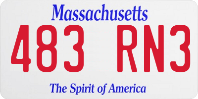 MA license plate 483RN3
