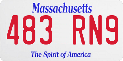 MA license plate 483RN9