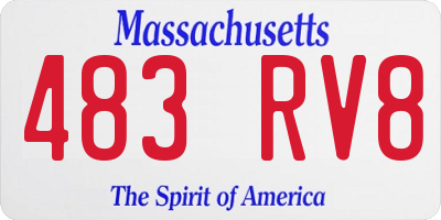 MA license plate 483RV8