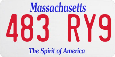 MA license plate 483RY9