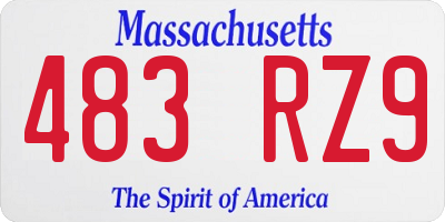 MA license plate 483RZ9