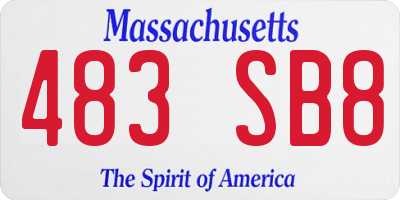 MA license plate 483SB8