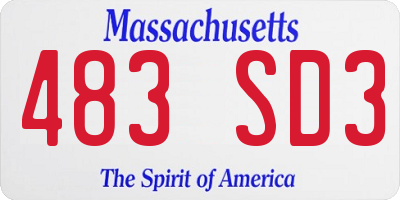 MA license plate 483SD3