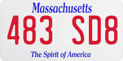 MA license plate 483SD8