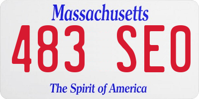 MA license plate 483SE0