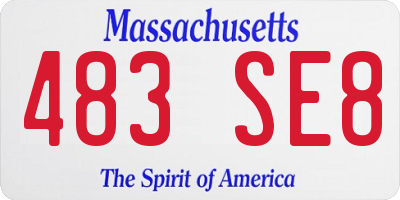 MA license plate 483SE8