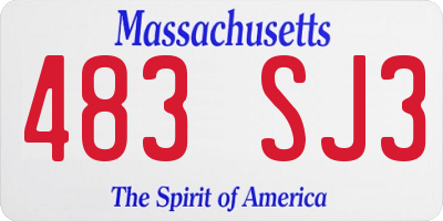 MA license plate 483SJ3