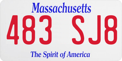 MA license plate 483SJ8
