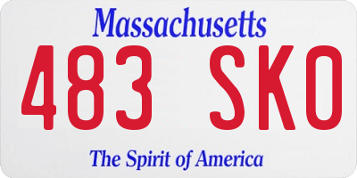 MA license plate 483SK0
