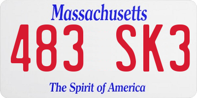 MA license plate 483SK3