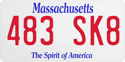 MA license plate 483SK8