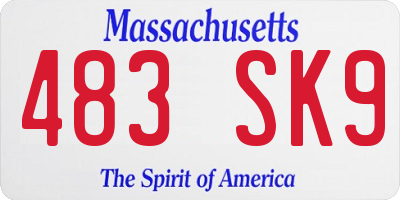 MA license plate 483SK9