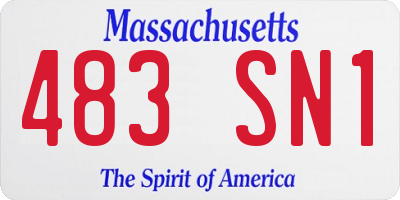 MA license plate 483SN1